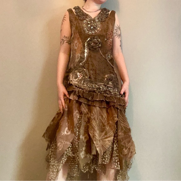 Vintage Dresses & Skirts - Fairy Whimsigoth asymmetric applique dress